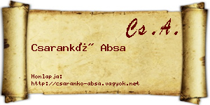 Csarankó Absa névjegykártya
